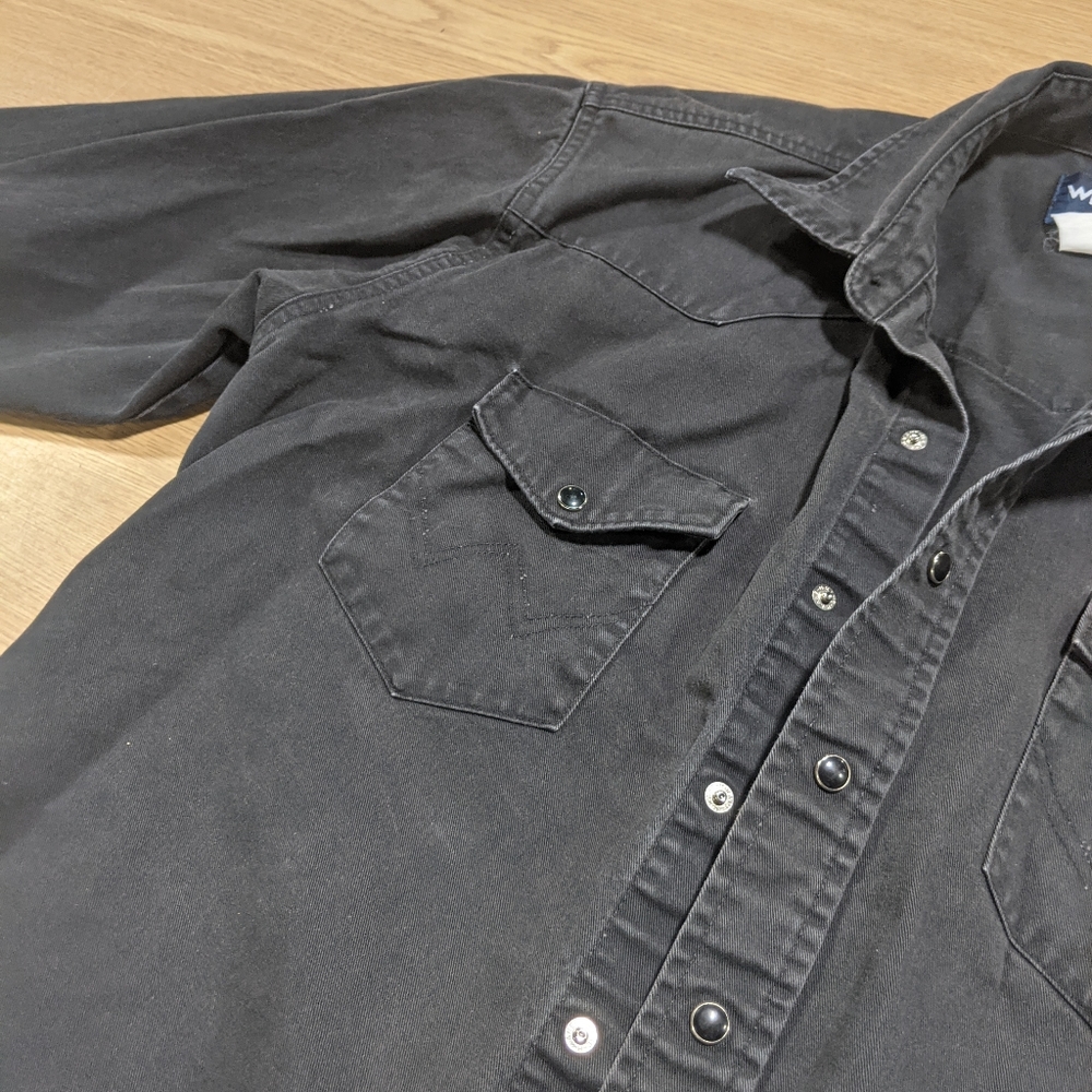 *charity fundraiser* Vintage black wrangler western button-up shirt large - Picture 4 of 5
